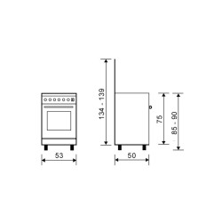 Vitrokitchen UN55IN cocina Cocina independiente Gas natural Encimera de gas Acero inoxidable