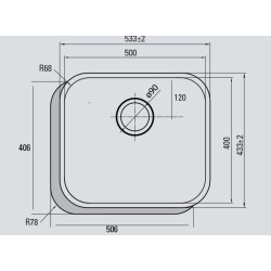 CATA CB 50-40 Lavabo sobre-encimera Rectangular Acero inoxidable