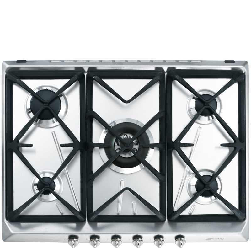 Smeg SRV576GH5 hobs Acero inoxidable Integrado 70 cm Encimera de gas 5 zona(s)