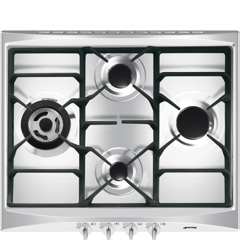 Smeg Cucina SR264XGH2 hobs Negro, Plata Integrado 60 cm Encimera de gas 4 zona(s)
