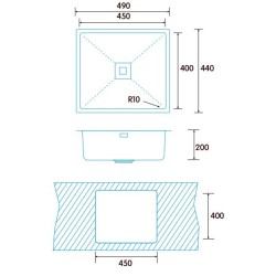 Edesa Makalu BE 45x40 1C R-10 Fregadero empotrado Plaza Acero inoxidable