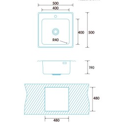 Edesa Veleta SE 50 1C Lavabo sobre-encimera Plaza Acero inoxidable
