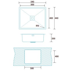 Edesa Makalu BE 50x40 1C R-10 Fregadero empotrado Rectangular Acero inoxidable