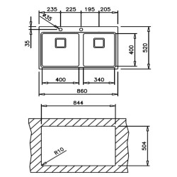 Teka Zenit RS15 2C 86 Fregadero empotrado Rectangular Acero inoxidable