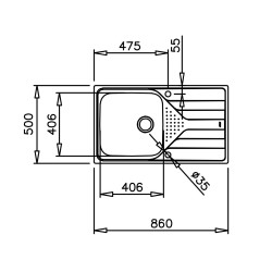 Teka UNIVERSE 50 T-XP 1C 1E Lavabo sobre-encimera Rectangular Acero inoxidable