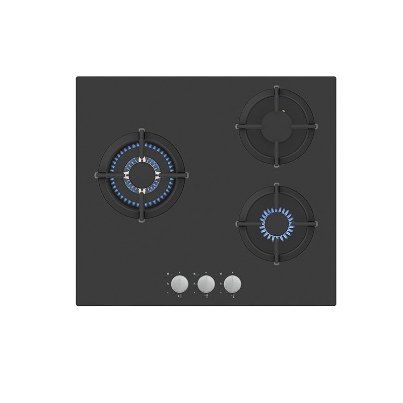 Vitrokitchen CG65NB hobs Negro Integrado 56 cm Encimera de gas 3 zona(s)