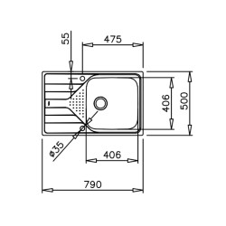 Teka UNIVERSE 50 T-XP 1C 1E MAX Lavabo sobre-encimera Rectangular Acero inoxidable