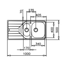 Teka UNIVERSE 60 T-XP 1½B 1E Lavabo sobre-encimera Rectangular Acero inoxidable