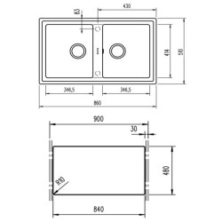 Teka Stone 90 B-TG 2C Fregadero empotrado Rectangular