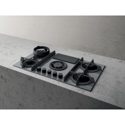 Elica NIKOLATESLA FLAME GR A 83 Gris Integrado 88 cm Encimera de gas 4 zona(s) Campana integrada