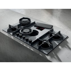 Elica NIKOLATESLA FLAME GR A 83 Gris Integrado 88 cm Encimera de gas 4 zona(s) Campana integrada