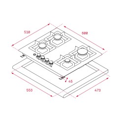 Teka EFX 60.1 4G AI AL DR CI Acero inoxidable Integrado 60 cm Encimera de gas 4 zona(s)
