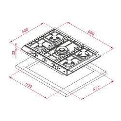 Teka EX 70.1 5G AI AL DR CI Acero inoxidable Integrado 68 cm Encimera de gas 5 zona(s)