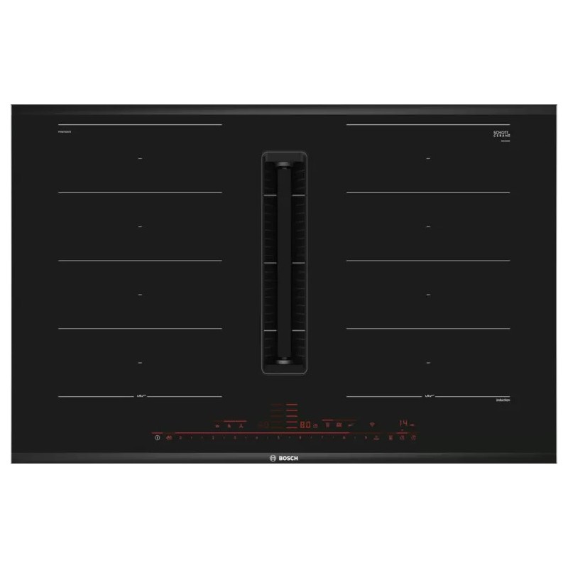Bosch Serie 8 PXX875D67E hobs Negro Integrado 80 cm Con placa de inducción 4 zona(s) Campana integrada