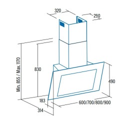 CATA THALASSA 900XGWH De pared Blanco 842 m³ h