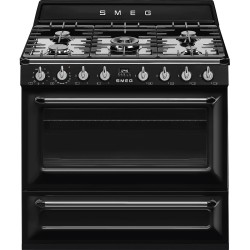 Smeg TR90BL9 cocina Cocina independiente Eléctrico Encimera de gas Negro