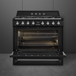 Smeg TR90BL9 cocina Cocina independiente Eléctrico Encimera de gas Negro