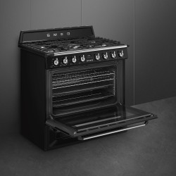 Smeg TR90BL9 cocina Cocina independiente Eléctrico Encimera de gas Negro