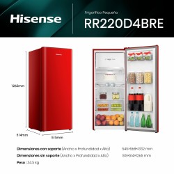 Hisense RR220D4BRE nevera combi Independiente 165 L Rojo