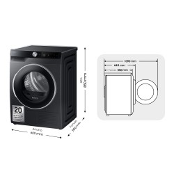 Samsung Secadora con Bomba de Calor 9Kg Negra OptimalDry™ Clase A+++ DV90T6240LB S3