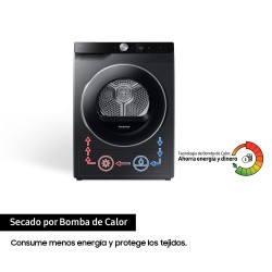 Samsung Secadora con Bomba de Calor 9Kg Negra OptimalDry™ Clase A+++ DV90T6240LB S3