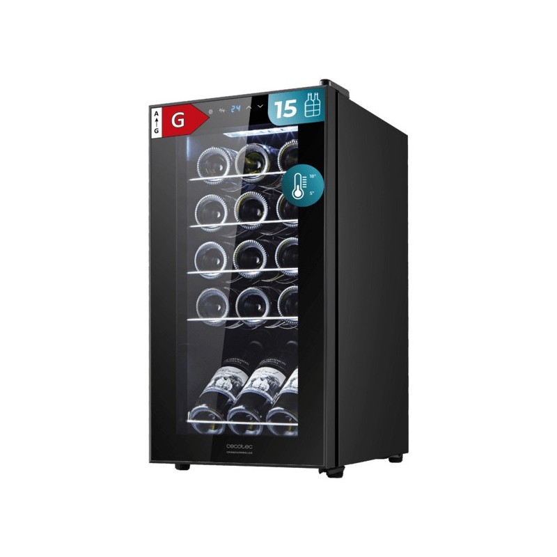 Cecotec 00120 enfriador de vino Nevera de vino Independiente Negro 15 botella(s)