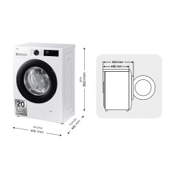 Samsung Lavadora con fondo reducido 9kg AI Ecobubble™ Clase A Blanca WW90DG5G34AEEC