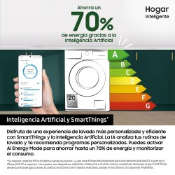 Samsung Lavadora con fondo reducido 9kg AI Ecobubble™ Clase A Blanca WW90DG5G34AEEC