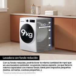 Samsung Lavadora con fondo reducido 9kg AI Ecobubble™ Clase A Blanca WW90DG5G34AEEC