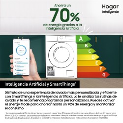 Samsung Lavasecadora con fondo reducido 9kg 5kg AI Ecobubble™ Clase E A-10% Blanca WD90DG5G34BEEC