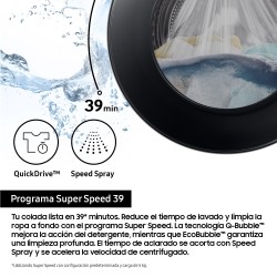 Samsung Lavasecadora con fondo reducido 9kg 5kg AI Ecobubble™ Clase E A-10% Blanca WD90DG5G34BEEC