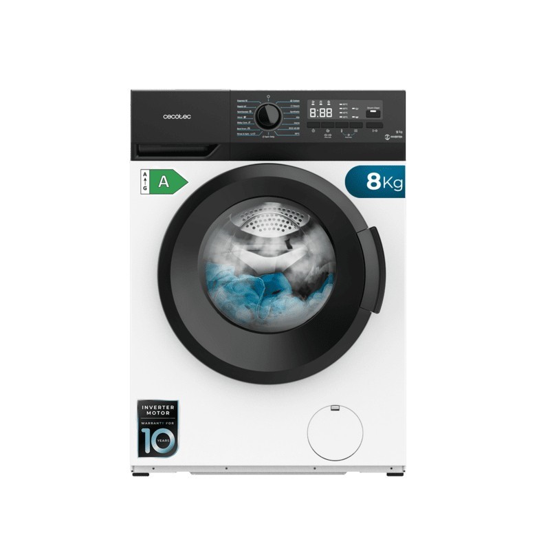 Cecotec 02719 lavadora Carga frontal 8 kg 1350 RPM Negro, Blanco
