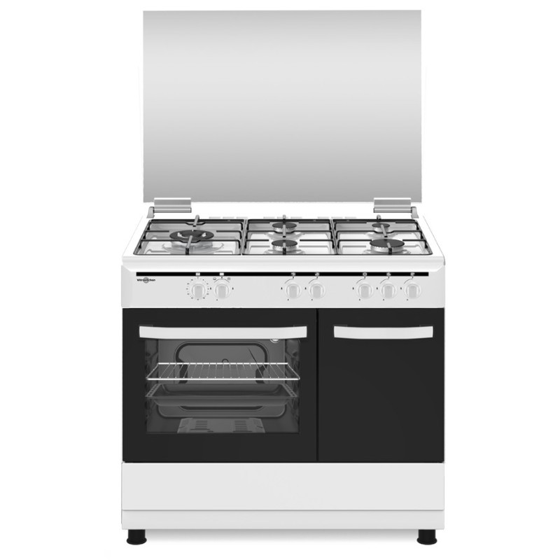 Vitrokitchen Elegance 90×60 Cocina independiente Gas Encimera de gas Negro, Blanco