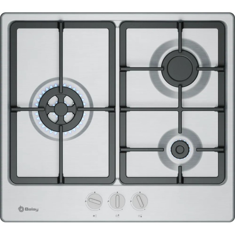 Balay 3ETX563CB hobs Acero inoxidable Integrado 59 cm Encimera de gas 3 zona(s)