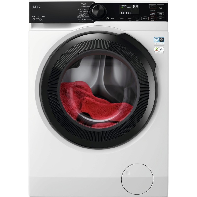 AEG LWR7304L4B lavadora-secadora Independiente Carga frontal Negro, Blanco