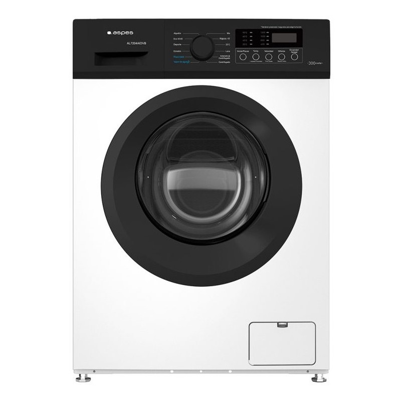 Aspes AL7204AIDVB lavadora Carga frontal 7 kg 1200 RPM Negro, Blanco