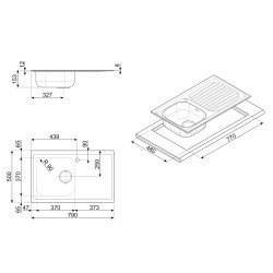 Smeg LYP791D fregadero Lavabo sobre-encimera Rectangular Acero inoxidable