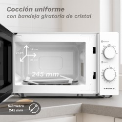 Grunkel MW-20EASY microondas Blanco, Negro Solo microondas Encimera 20 L 700 W