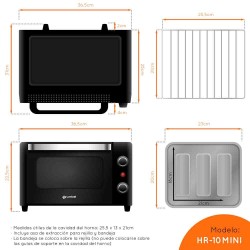Grunkel HR-10MINI horno tostador 10 L 1600 W Negro