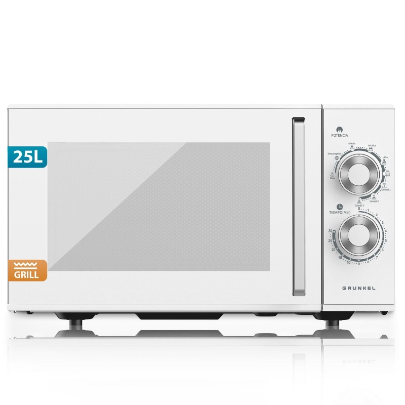 Grunkel MWG-25MG microondas Blanco Microondas con grill Encimera 25 L 900 W