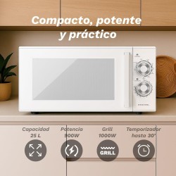 Grunkel MWG-25MG microondas Blanco Microondas con grill Encimera 25 L 900 W