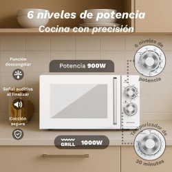 Grunkel MWG-25MG microondas Blanco Microondas con grill Encimera 25 L 900 W