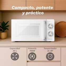 Grunkel MW-20MG microondas Blanco Solo microondas Encimera 20 L 700 W
