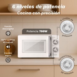 Grunkel MW-20MG microondas Blanco Solo microondas Encimera 20 L 700 W