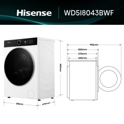 Hisense WD5I8043BWF lavadora-secadora Independiente Carga frontal Blanco