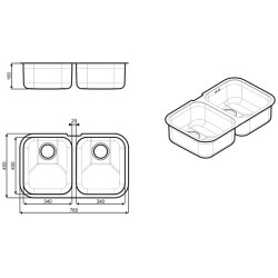 Smeg UM4040 fregadero Fregadero encastrado bajo encimera Rectangular Acero inoxidable