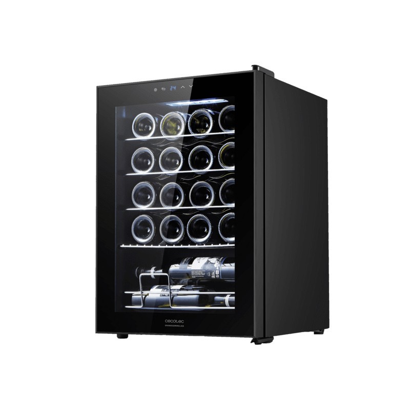 Cecotec 00122 enfriador de vino Nevera de vino Independiente Negro, Transparente 20 botella(s)