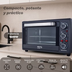 Grunkel HR-28COOK horno 28 L 1600 W Negro, Acero