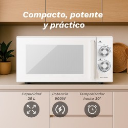 Grunkel MW-25MG microondas Blanco Solo microondas Encimera 25 L 700 W