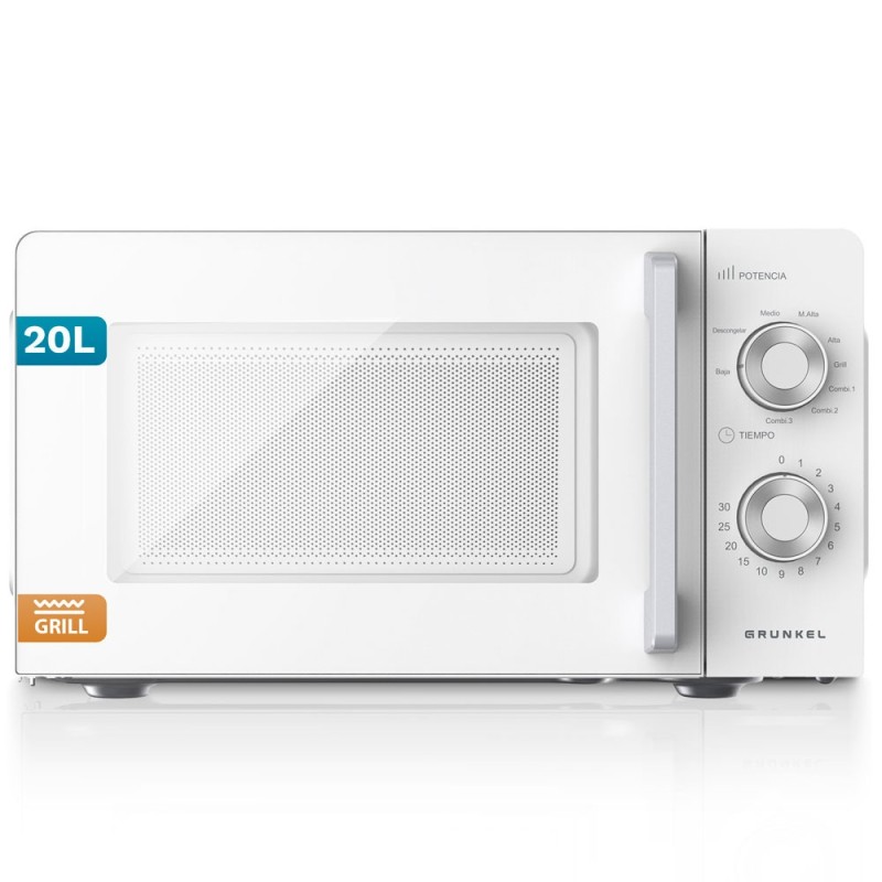 Grunkel MWG-20MG microondas Blanco Microondas con grill Encimera 20 L 700 W